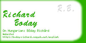 richard boday business card